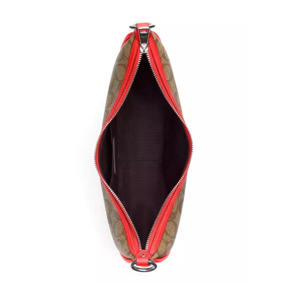 New Coach CR283 Aria Shoulder bag Logo Signature Khaki / Miami Red - Picture 5 of 6